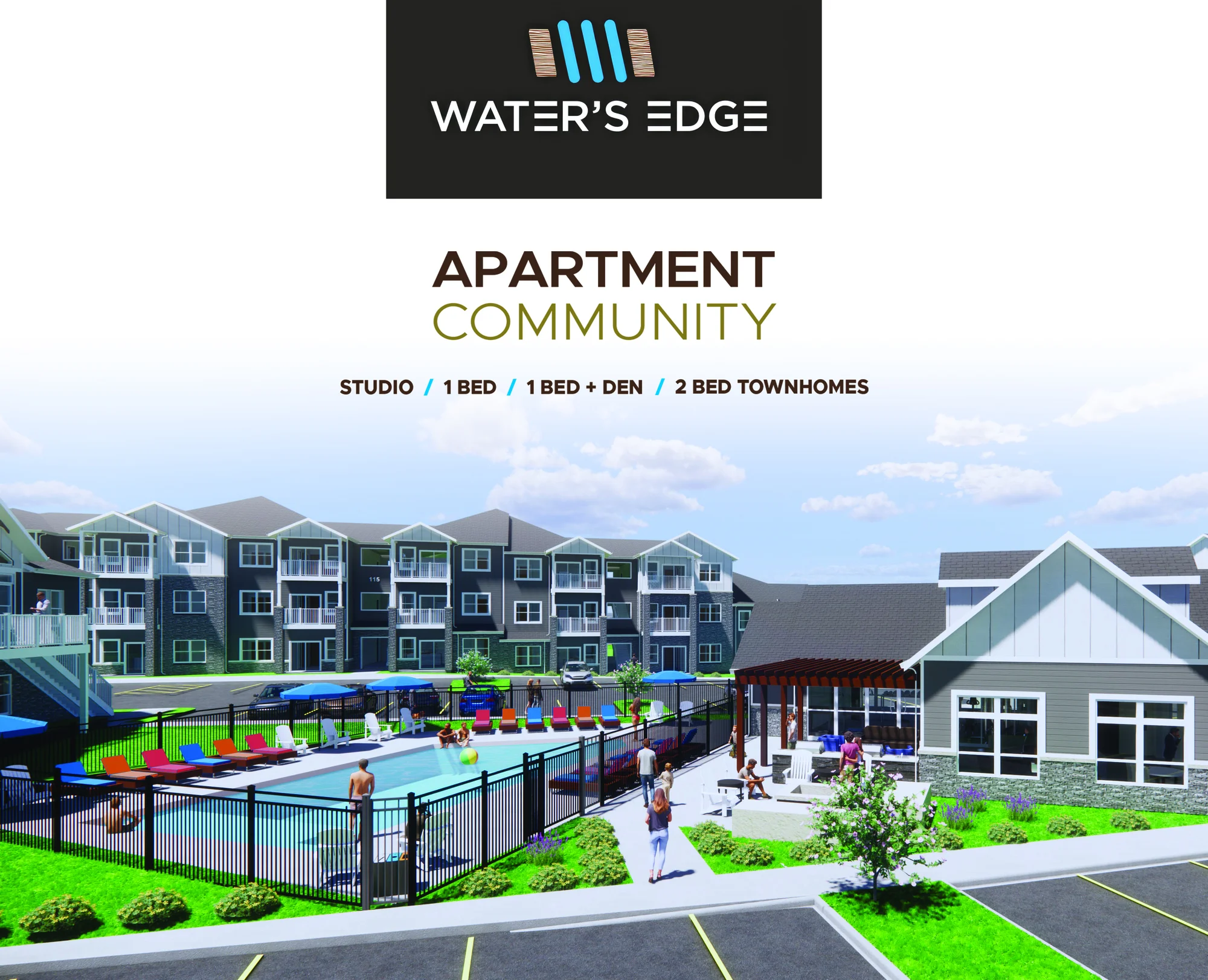 Water's Edge Apartment Community and pool