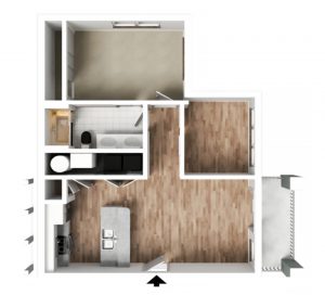 floor plan 1 bed and study 809 sq ft