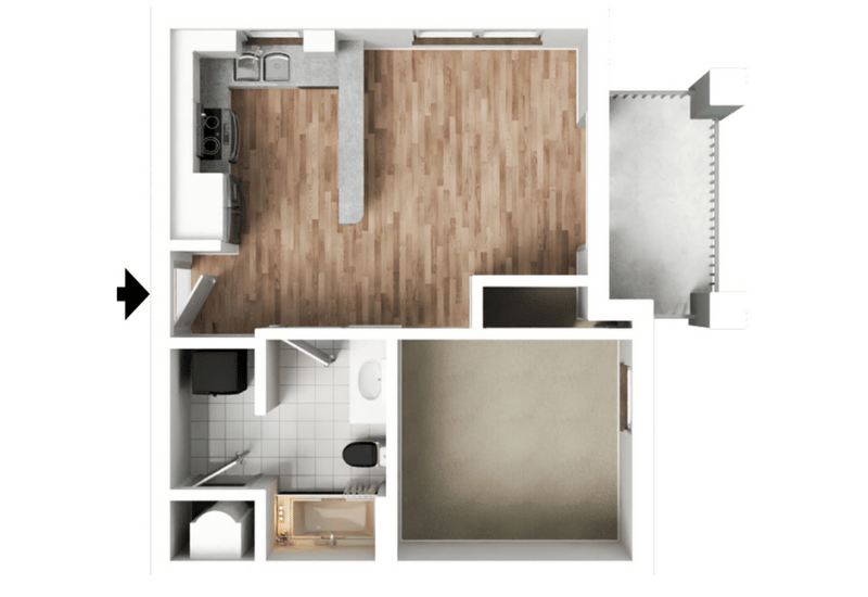 c studio apartment in bloomington indiana end unit floorplan