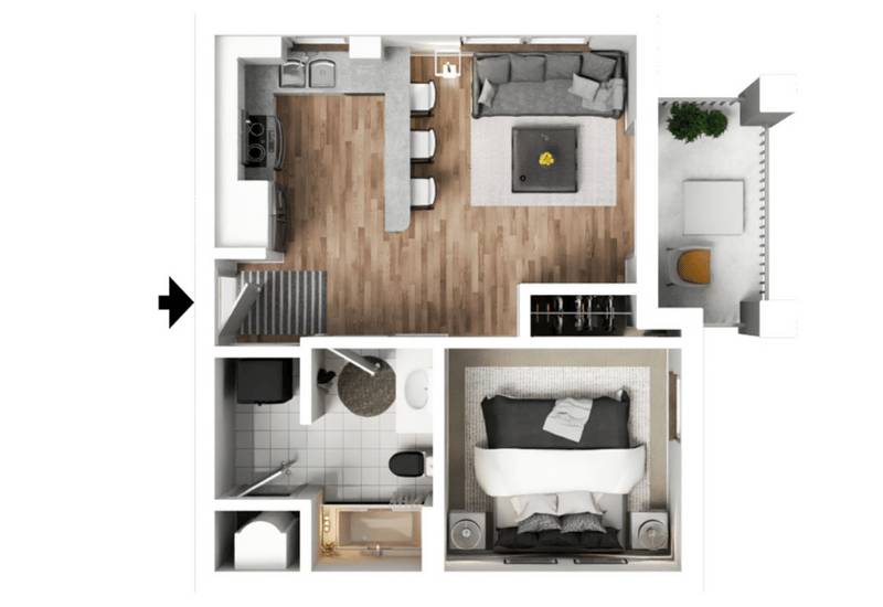 c studio apartment in bloomington indiana end unit furnished floorplan